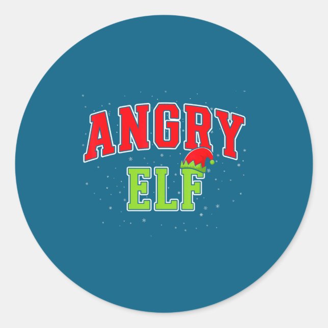 Angry Elf Christmas Family Matching Group Xmas  Classic Round Sticker (Front)