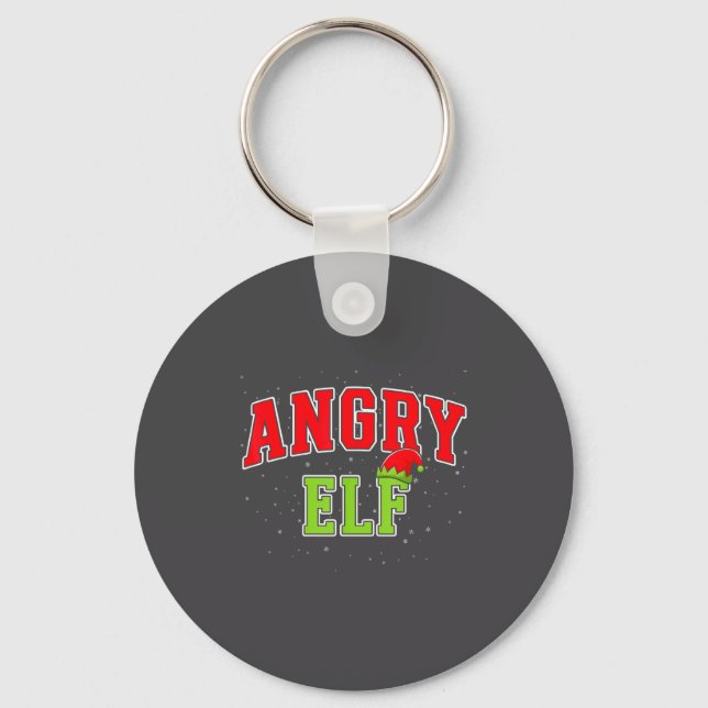 Angry Elf Christmas Family Matching Group Xmas  Keychain (Front)
