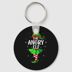 Angry Elf Christmas Girls Women Elf Squad Xmas Fam Keychain