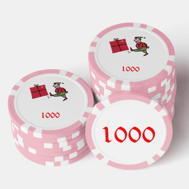 Angry Elf pink 1000 striped poker chip (Stack)