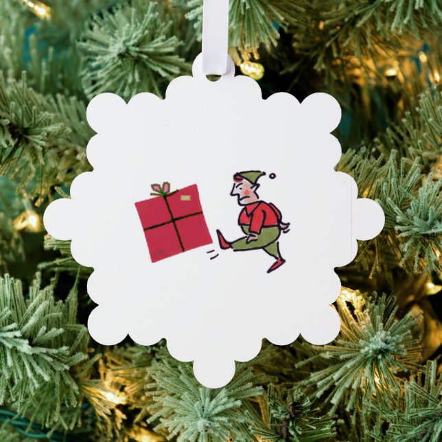 Angry Elf snowflake paper ornament Card (Insitu (Tree))