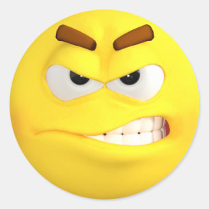 Angry Emoji Classic Round Sticker