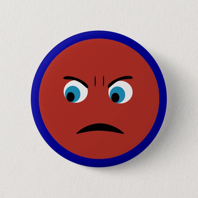 Angry Face 2 Inch Round Button (Front)