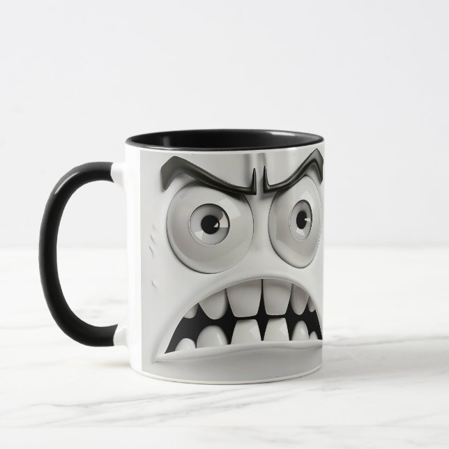 Angry face 3d sarcastic funny  mug (Left)