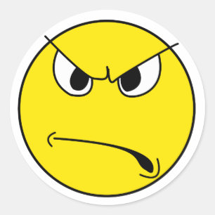 Angry Face Classic Round Sticker
