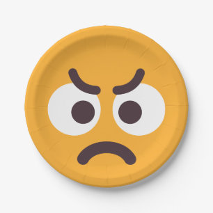Angry Face Cute and Fun Editable Colors Emoji Meme Paper Plate