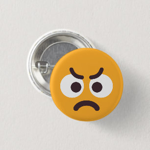 Angry Face Cute Fun Editable Colours Emoji Yellow 1 Inch Round Button