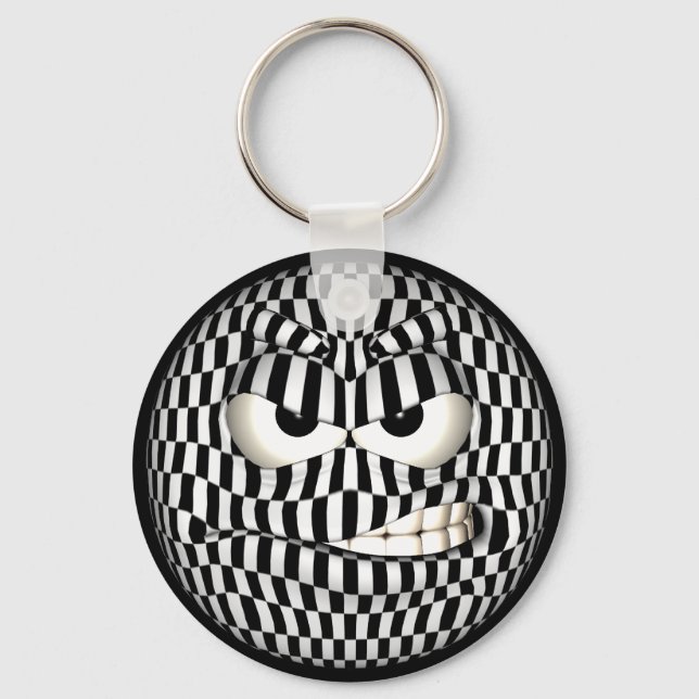 Angry Face Emoticon Keychain (Front)