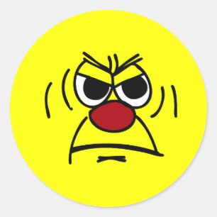 Angry Face Grumpey Classic Round Sticker