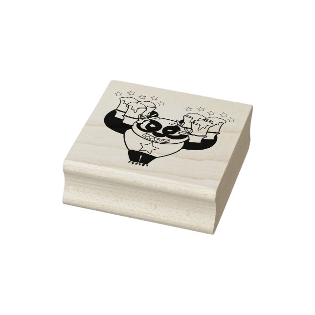 Angry Face Panda Let's have party Rubber Stamp (Stamp)