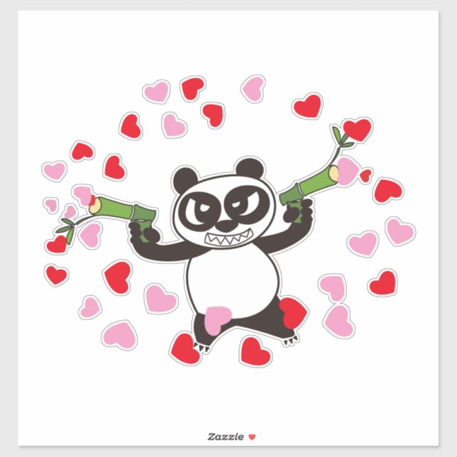 Angry Face Panda shooting loves Sticker (Sheet)