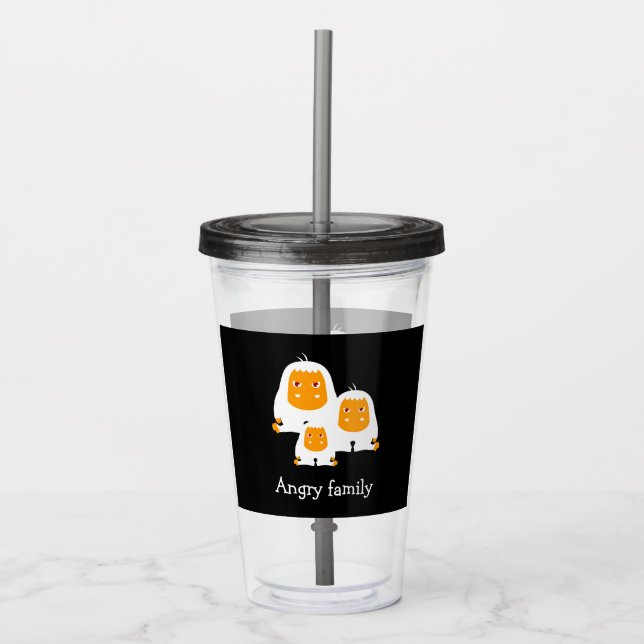 Angry family Monkeys design T-Shirt Bath Mat Acrylic Tumbler (Front)