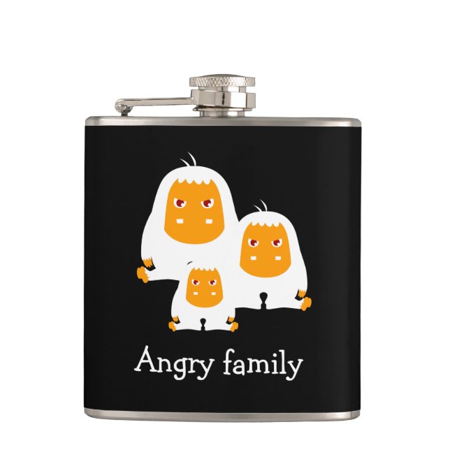 Angry family Monkeys design T-Shirt Bath Mat Hip Flask (Front)