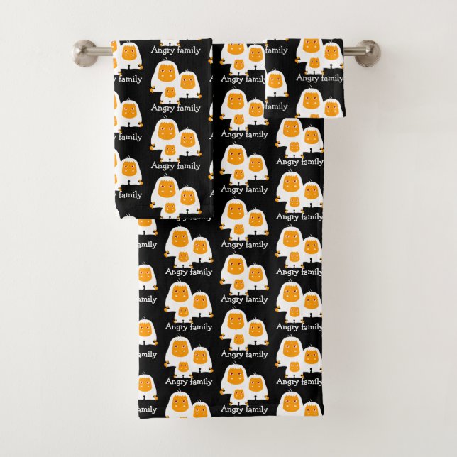 Angry family Monkeys design T-Shirt Bath Mat Towel Set (Insitu)