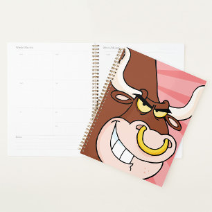 Angry Fierce Bull Mascot with Nose Ring Planner
