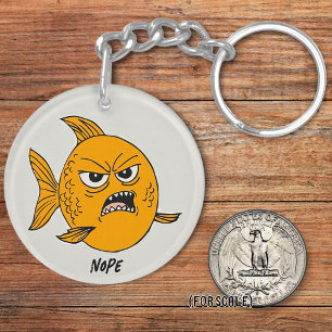 Angry Fish Drawing Sarcastic Phrase Bag Charm Keychain