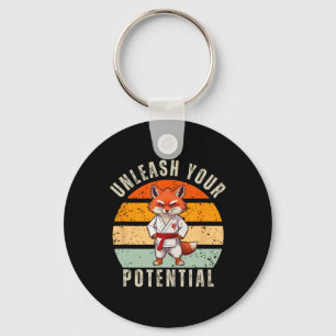 Angry Fox Japanese Self Defence Karate Retro Keychain
