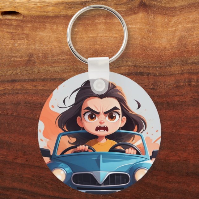 Angry funny girl keychain (Front)
