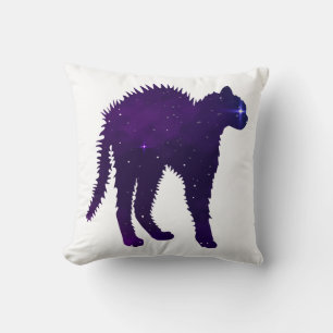 Angry galaxy cat graphic design throw pillow
