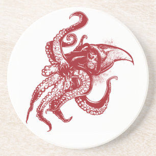 Angry Giant Squid in Red Coaster