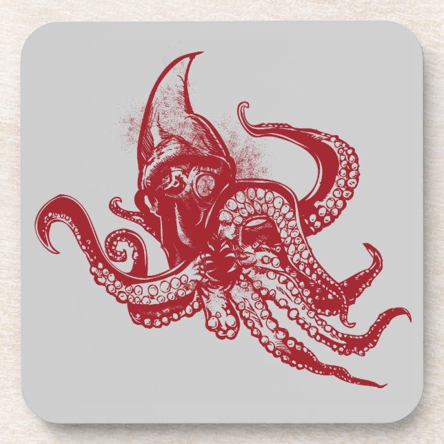 Angry Giant Squid in Red Coaster (Front)
