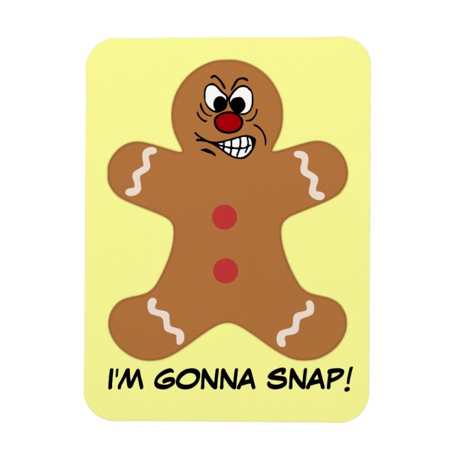 Angry Gingerbread Man Cookie Magnet (Vertical)