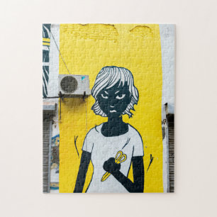 Angry Girl Painting Street Murals Jigsaw Puzzle