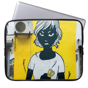 Angry Girl Painting Street Murals Laptop Sleeve