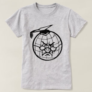Angry Globe Wearing Mortarboard Funny Educator T-Shirt