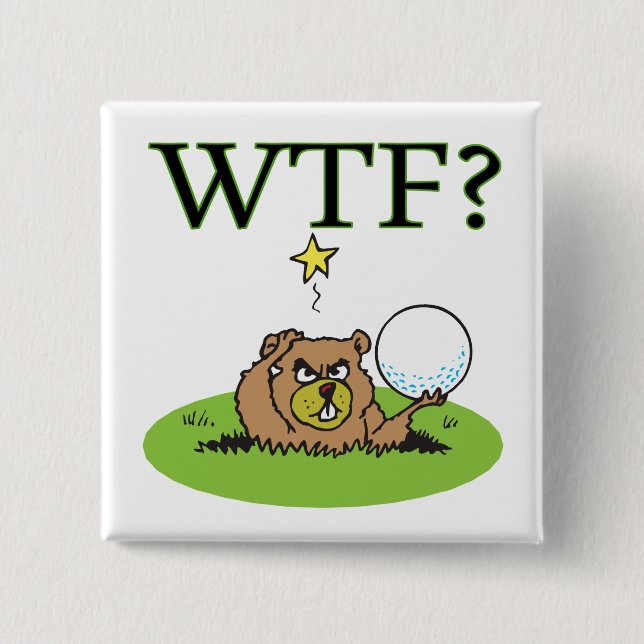 Angry Gopher 2 Inch Square Button (Front)