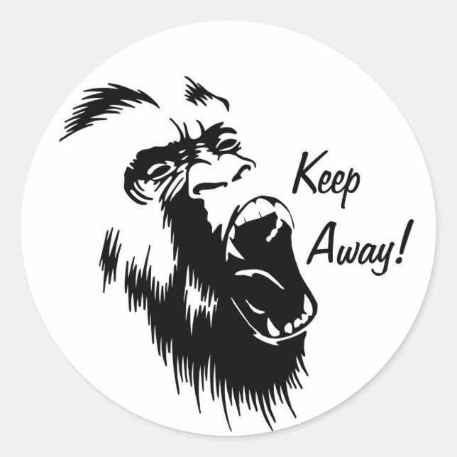 Angry Gorilla Classic Round Sticker (Front)