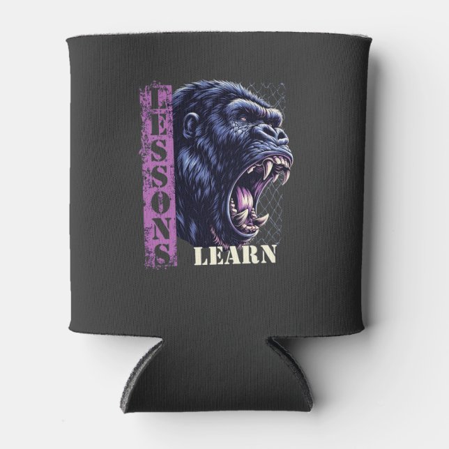 Angry Gorilla Lessons Learn Foam Cup Holder  Can Cooler (Front)