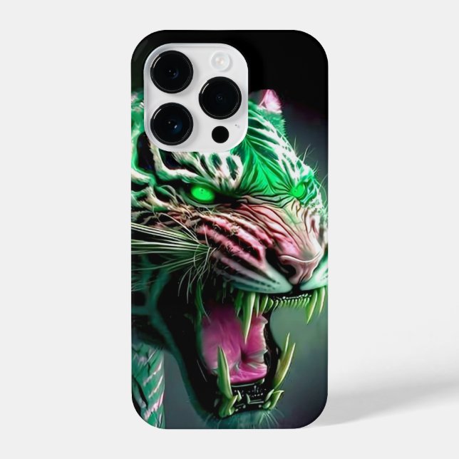 ANGRY GREEN TIGER READY ON ATTACK iPhone CASE (Back)