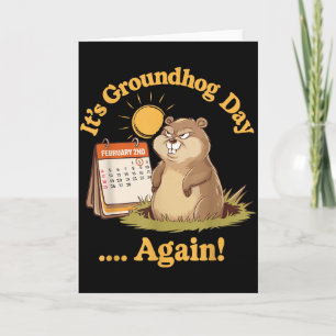 Angry Groundhog Day February 2 Funny Retro Pun Card