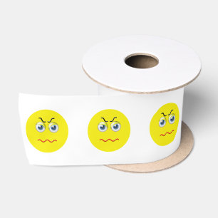Angry Grumpy Emoji Satin Ribbon