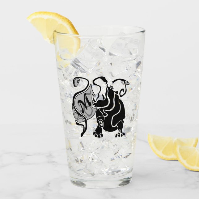 Angry Hippo Monogram Glass (Front Ice)
