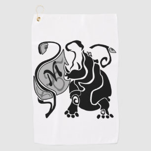 Angry Hippo Monogram Golf Towel