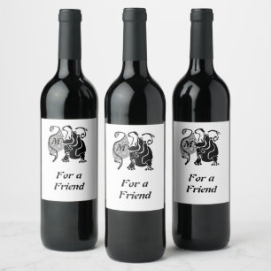 Angry Hippo Monogram Wine Label