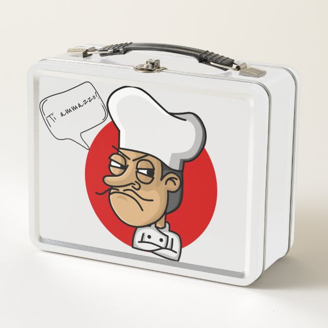 Angry Italian Chef Metal Lunch Box (Devant)
