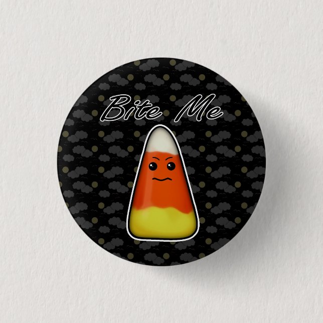 Angry Kawaii Candy Corn, Bite Me Button (Front)