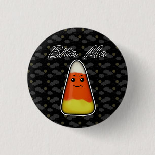 Angry Kawaii Candy Corn, Bite Me Button