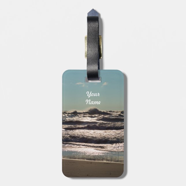 Angry Lake Michigan Luggage Tag (Back Vertical)