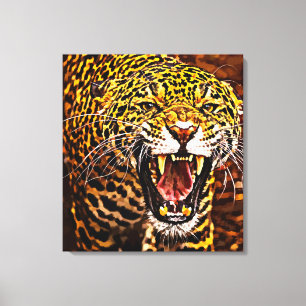 Angry Leopard Abstract Animal jungle safari Art Canvas Print