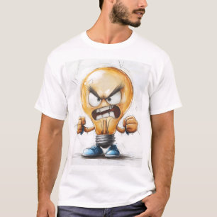 Angry Light Bulb 3D Character  T-Shirt