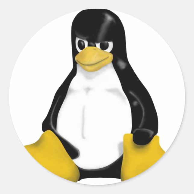 ANGRY LINUX TUX PENGUIN CLASSIC ROUND STICKER (Front)