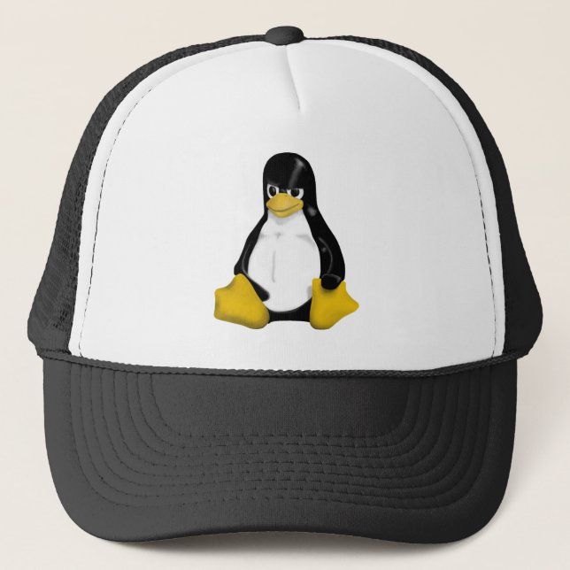 ANGRY LINUX TUX PENGUIN TRUCKER HAT (Front)