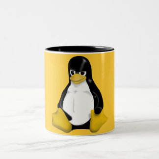 ANGRY LINUX TUX PENGUIN Two-Tone COFFEE MUG