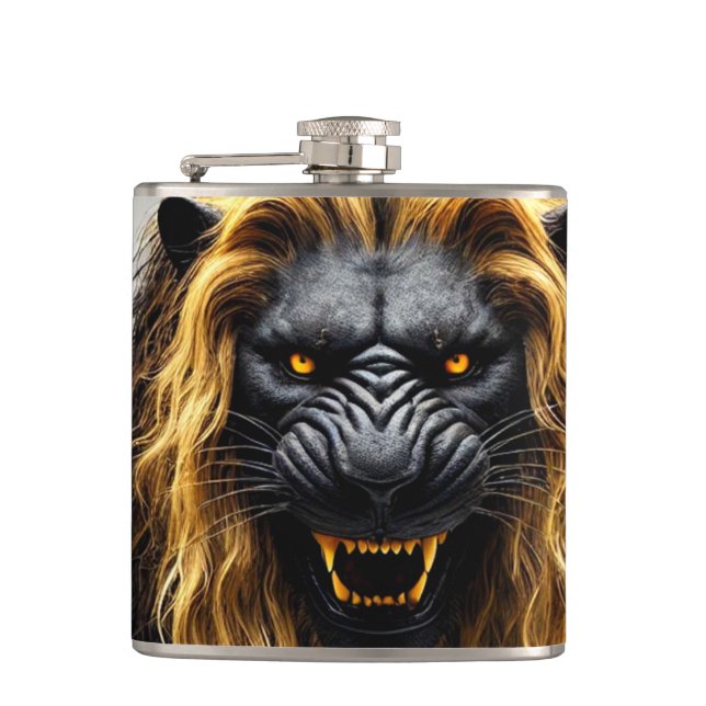 Angry Lion Hip Flask (Front)