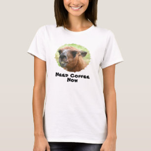 Angry Llama Need Coffee Humourous Funny T Shirt