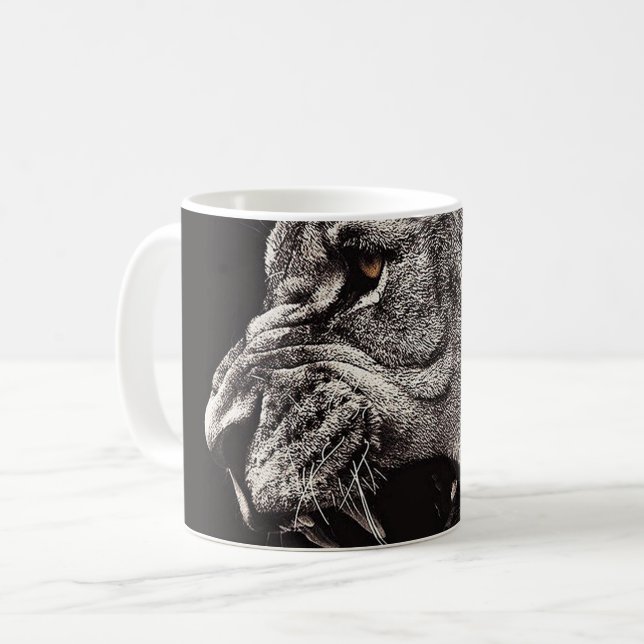 Angry Male Lion Coffee Mug (Front Left)